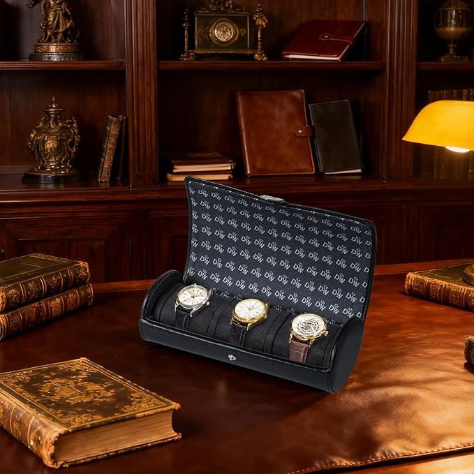 DUKWIN Watch Roll for 3 Watches, Vegan Leather Travel Watch Case Organizer - Image 7