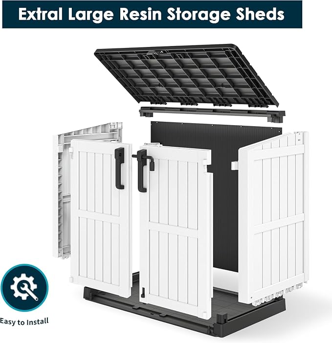 Horizontal Storage Shed, Outdoor Resin Storage Shed 36 Cu. Ft. Garden Extra - Image 9
