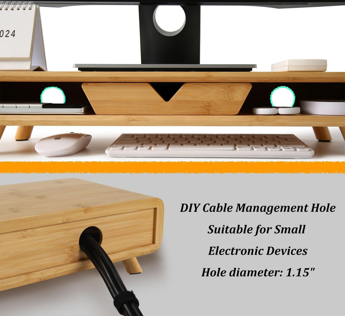 Homerays Bamboo Monitor Stand Riser, No Assembly Required Exquisite