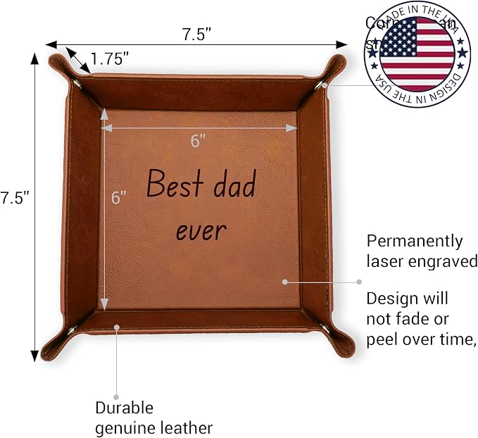 Personalized Valet Trays, Custom Engraved Leather Keys Tray - Image 2