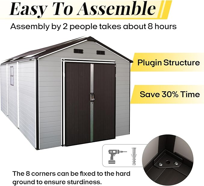 8x14ft Resin Outdoor Storage Shed - Image 6