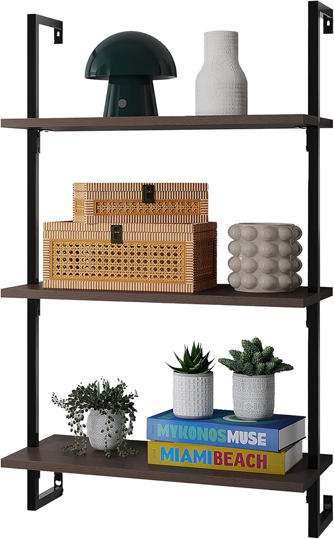 happimess MSH1000C Madera 40.55" Classic Industrial 3-Shelf Wood Wall-Mounted by Happimess