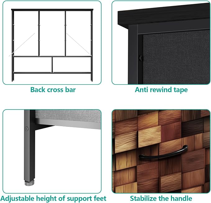 TV Stand with 9 Drawers, Chest of Drawers with Fabric Bins, Storage Organizer - Image 4