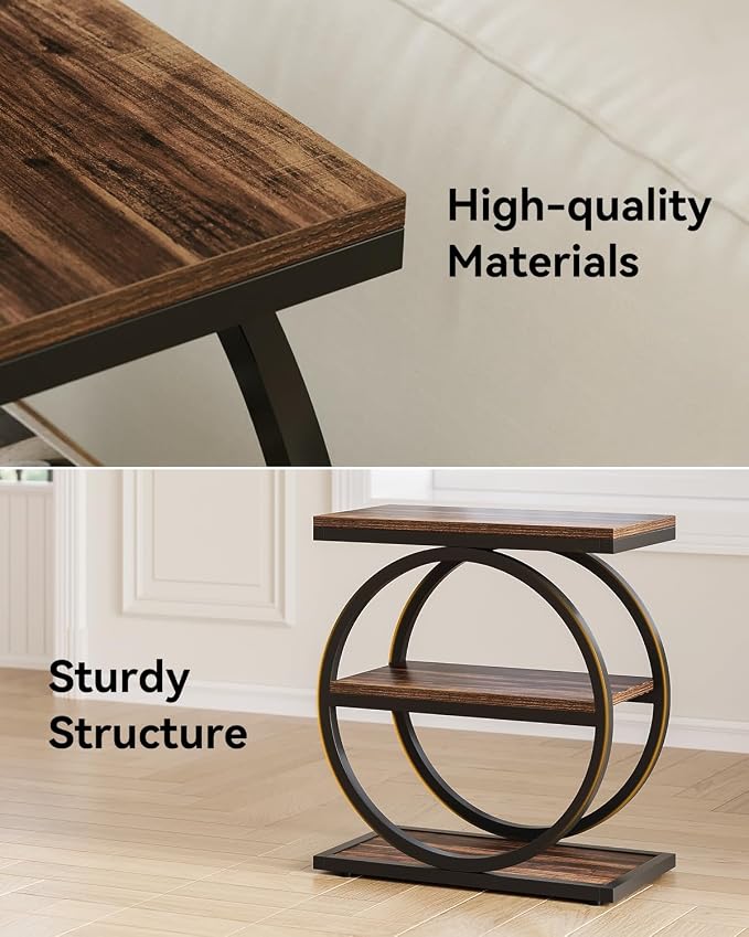 LITTLE TREE End Table, 3-Tier Side Table, Slim Sofa Side Table - Image 8