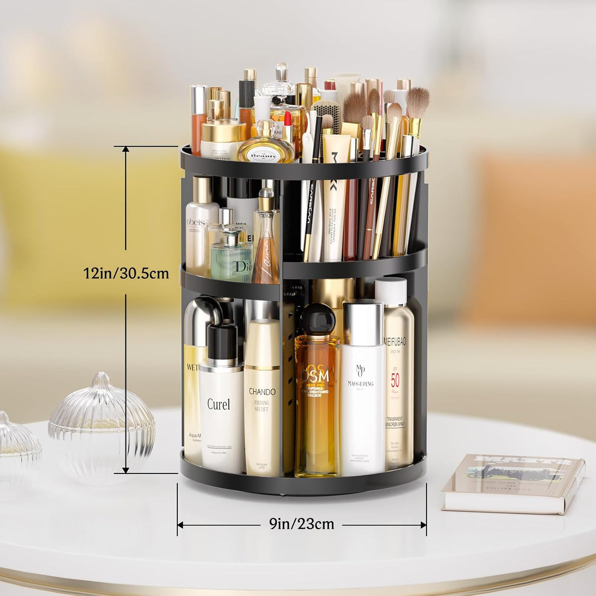 Makeup Organizer 360 rotating, Adjustable Skincare Organizers with