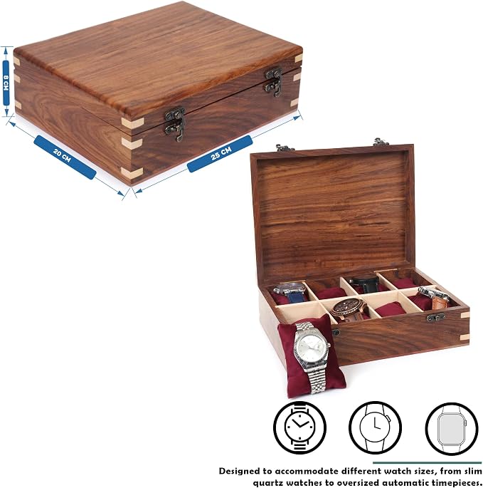 Wooden Watch Box for Men & Women, Watch Organizer & Display Case, Premium - Image 4