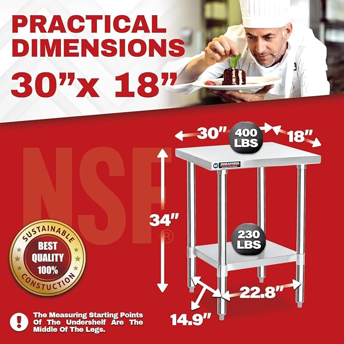 DuraSteel 30x24 Stainless Steel Work Table - Image 6