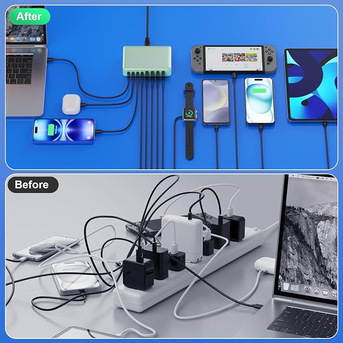 USB C Charger 300W USB C Charger Block 8-Ports GaN IV Fast Charging Station - Image 7