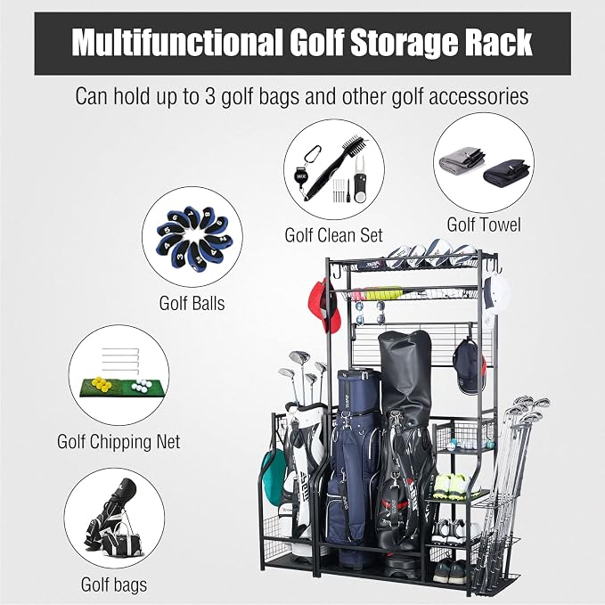 Mythinglogic Golf Bag Storage Garage Organizer, 2 Golf Bags Storage Stand and - Image 9