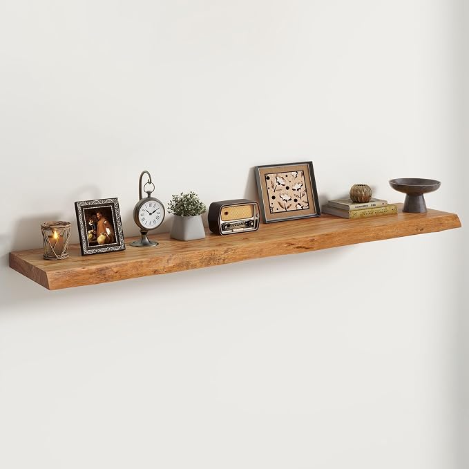 Live Edge Elm Floating Shelves For Wall by Unknown