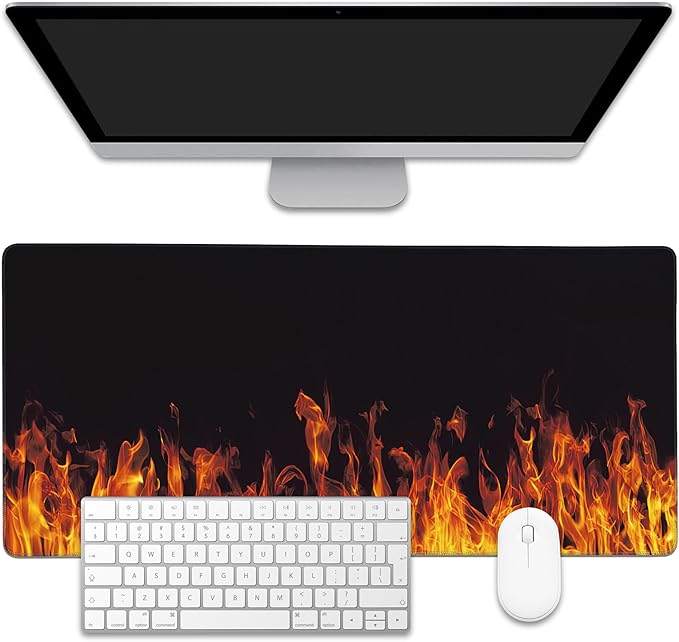 Fire Flames Large Gaming Mouse Pad, Waterproof Desk Mat by EOBKLAX