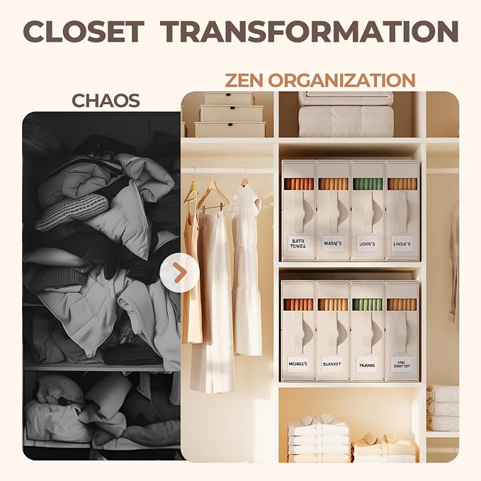 8Pack Linen Sheet Organizers for Linen Closet - Image 4