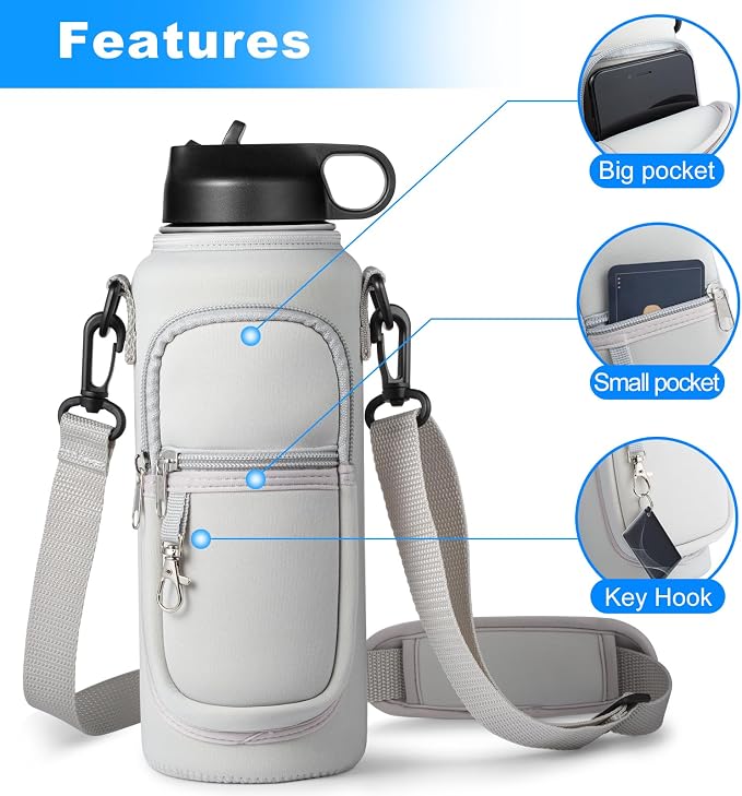 Water Bottle Holder with Strap for Hydroflask 32oz 40oz, Carrier Sling Bag with - Image 4