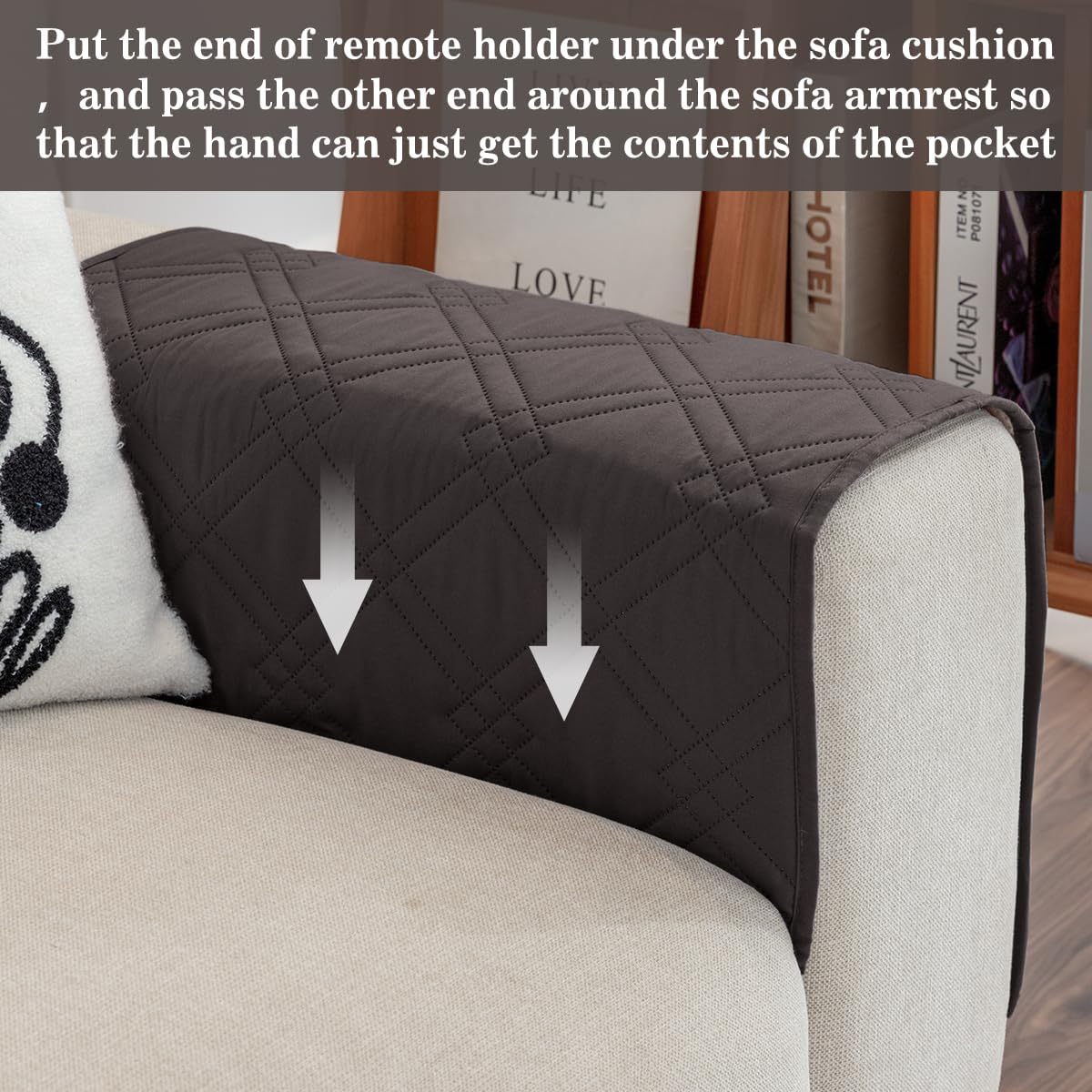Couch Armrest Organizer Remote Control Holder Bedside Caddy with 6