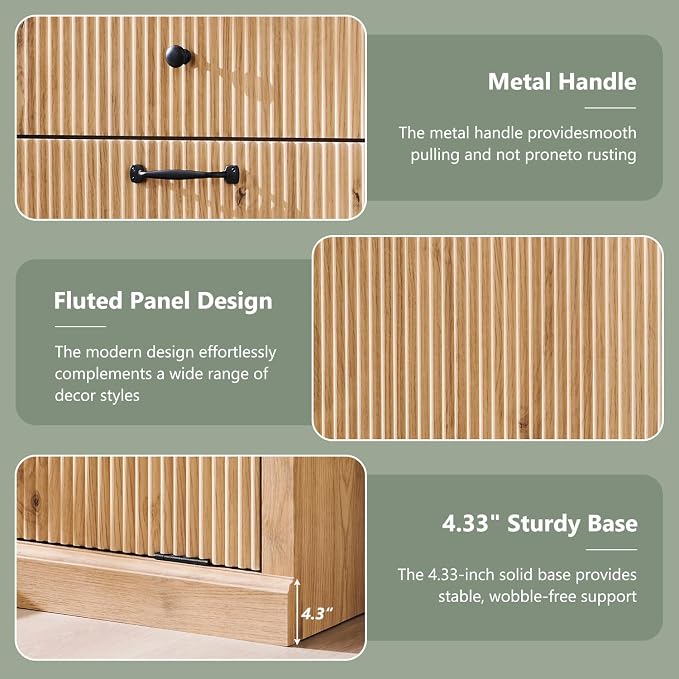 Modern Double Tilt-Out Laundry Hamper Cabinet, 20 Gallon Fluted Trash Can - Image 5