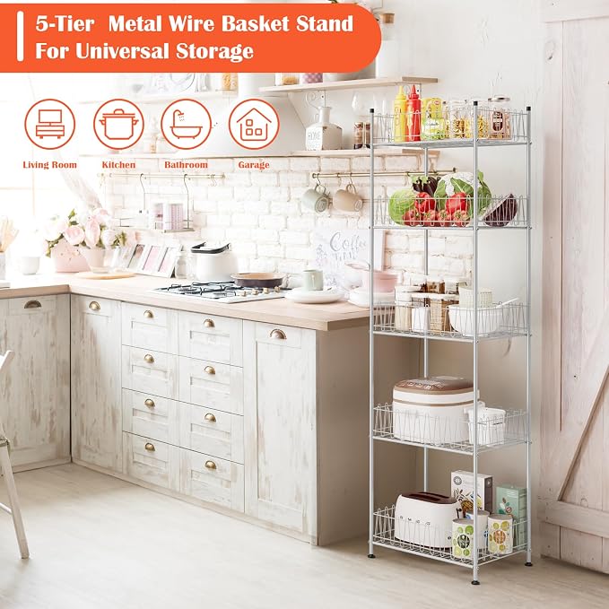 smusei 5 Tier Water Bottle Storage Rack Metal Bottled Water Organizer - Image 3