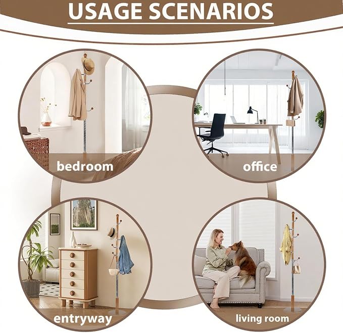 Solid Wooden Coat Rack Stand, Coat Racks Freestanding - Image 6