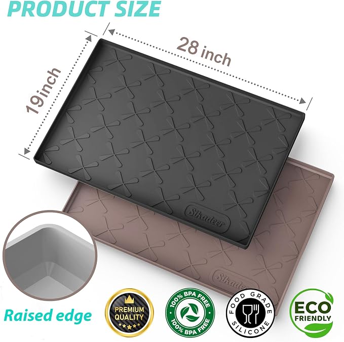 SIKADEER 28" x 19" Under Sink Mat Waterproof, Silicone Mat Kitchen Drawer Shelf - Image 2