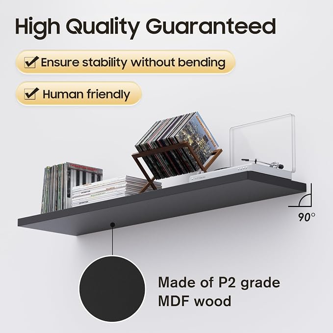 Floating Shelf, 36 in W x 12.75 in D x 2 in H Wooden Floating Wall Shelf - Image 5