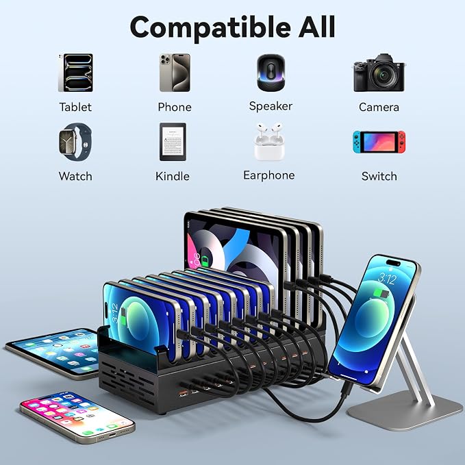 300W Charging Station for Multiple Devices, ALI SEA 24 Port USB C Fast Charging - Image 4