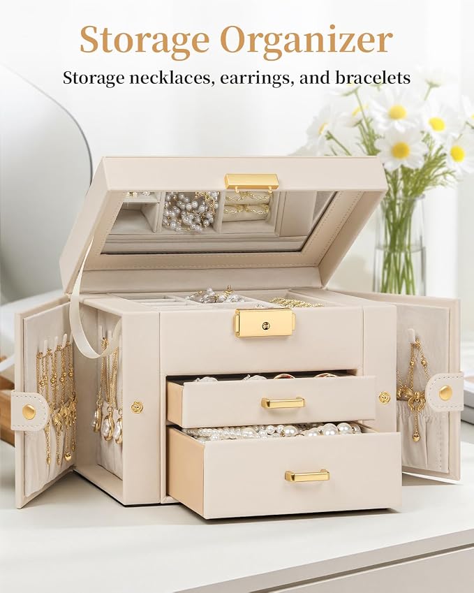 TORIBIO Jewelry Box for Women, Leather Jewelry Organizer - Image 3