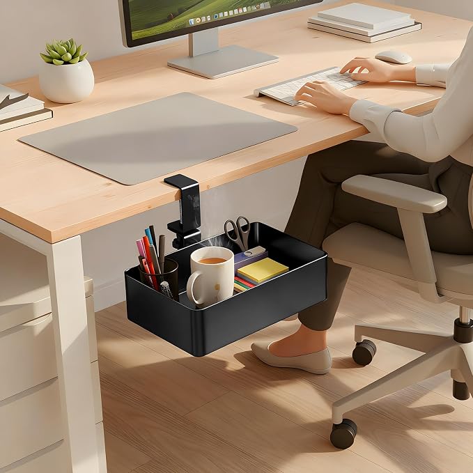 MYITYARD Under Desk Organizer, 360° Rotating Desk Cup Holder Clamp, Clamp on - Image 6