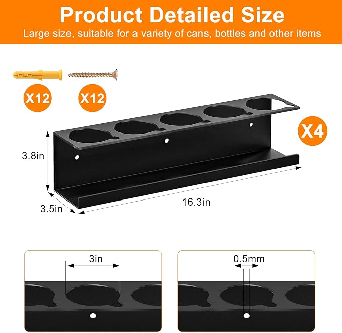 Spray Can Holder Organizer, 4 Pack Bottle Holder Wall-Mounted, Home & Workspace - Image 3