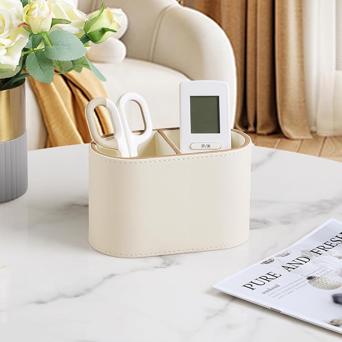 PU Leather Pen Holder for Desk, Small Remote Control Holder Pencil Cup - Image 5