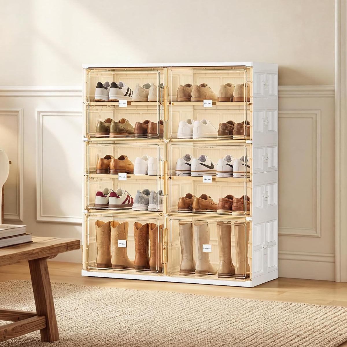 JEKO&JEKO 5 Tiers Foldable Boot and Shoe Storage Rack Cabinet for