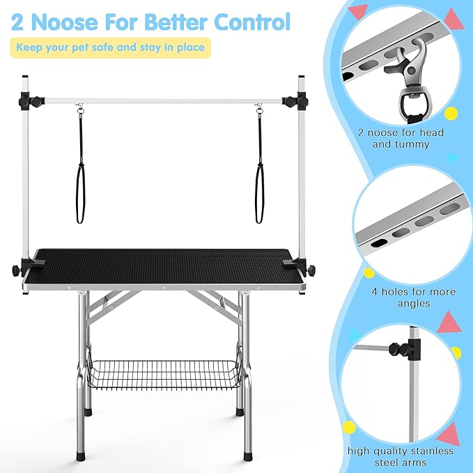 Lyromix 46''Large Dog Grooming Table, Adjustable Cat Drying Desktop - Image 2