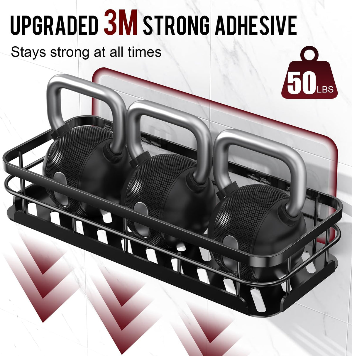 Large Capacity Shower Caddy, Heavy-Duty Adhesive Shower Organizers