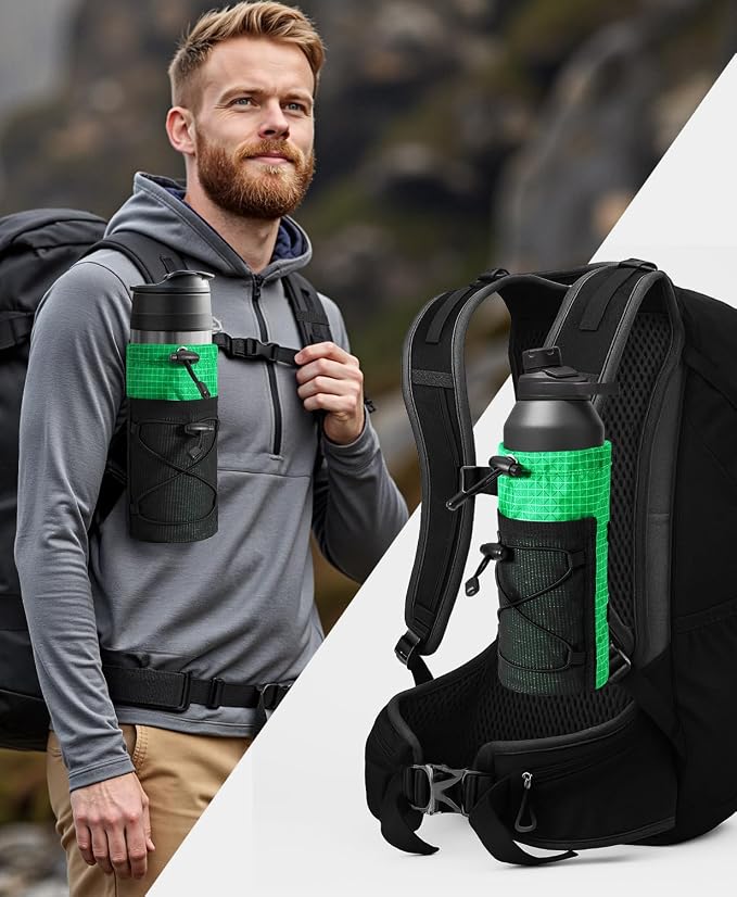 Large Water Bottle Holder Pouch Bag, Backpack Water Bottle Holder Mesh Bag - Image 4