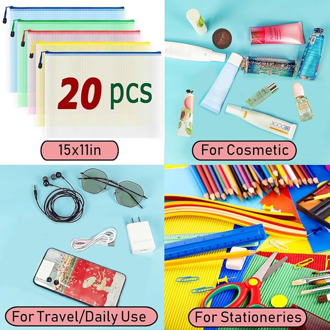 AUSTARK 20Pcs Board Games Storage Bags, PVC Mesh Zipper Pouches, Zippered File - Image 7