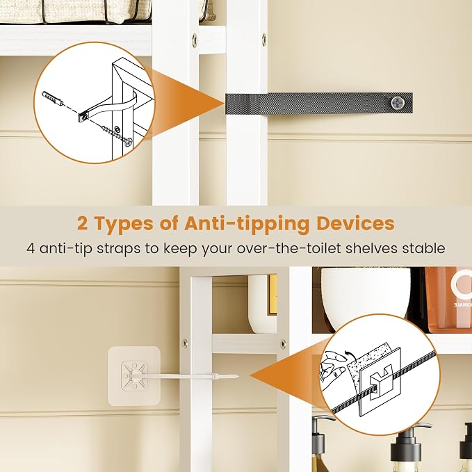 Over The Toilet Storage Rack, 3-Tier Bathroom Organizer Over Toilet, Wooden - Image 5