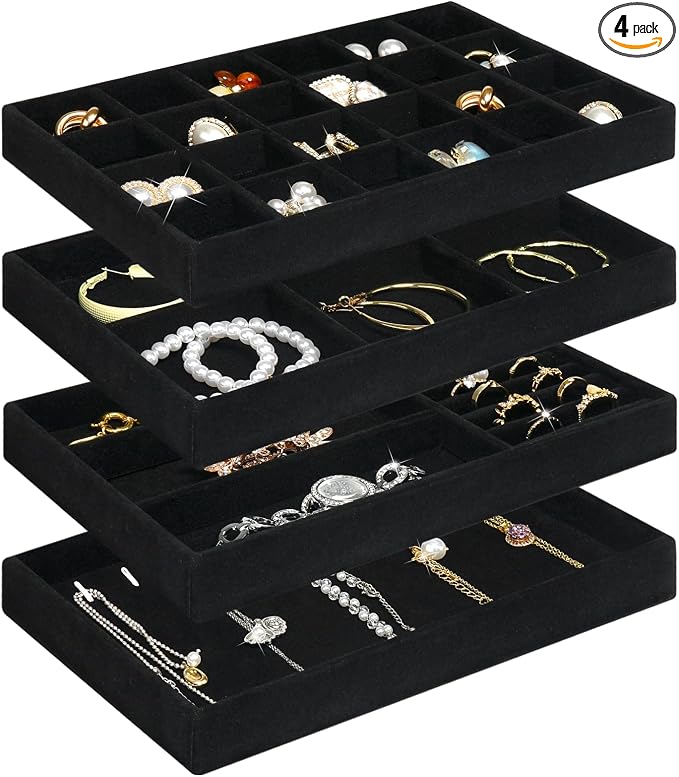 Jenseits 4 Stackable Jewelry Trays Organizer Set by Jenseits