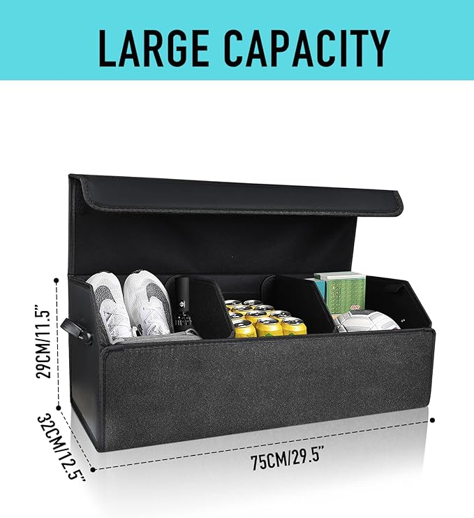 Car Organizers for Trunk for Suv Sedan, Leather Storage Box, Extra Large - Image 5