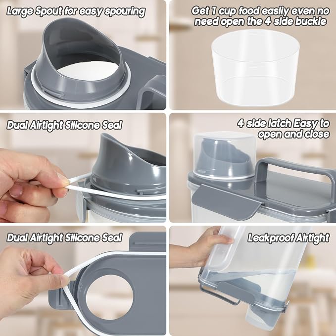 Large Spout Pet Food Storage Container, 5-7LBS/6Qt/5L Meter Dispenser - Image 3