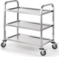 CURTA Stainless Steel Serving Trolley, Rolling Casters Brake Wheel, Commercial by CURTA
