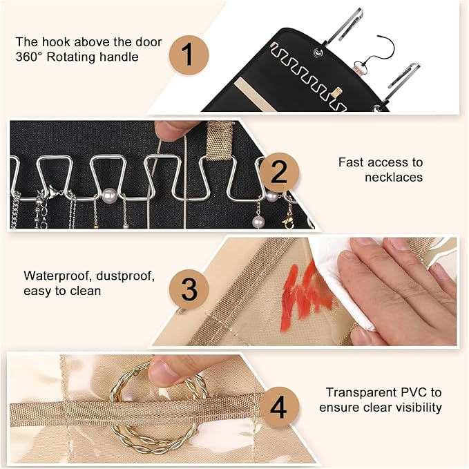 Wome Over the Door Jewelry Organizer Hanging: Double-Sided Storage - Image 4