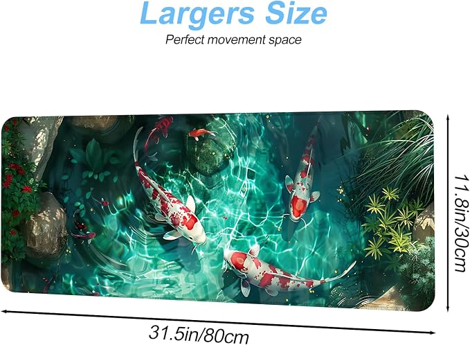 Koi Fish Mouse Pad XXL – Large Japanese Pond Desk Mat - Image 2