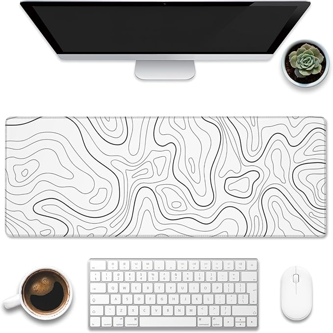 Desk Mat, Topographic Contour Large Gaming Mouse Pad by Eflxamz