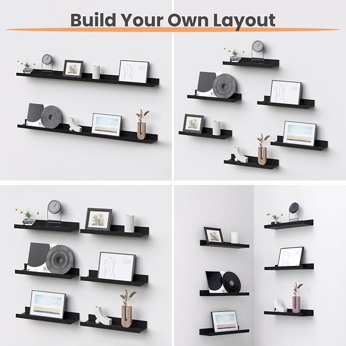 upsimples Floating Shelves for Wall, Wall Shelves for Decor Storage Set of 6 - Image 8