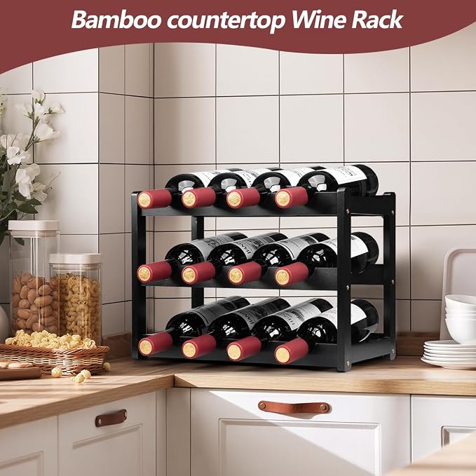 Bamboo Wine Rack, Sturdy and Durable Wine Storage Cabinet Shelf, Wine Racks - Image 4