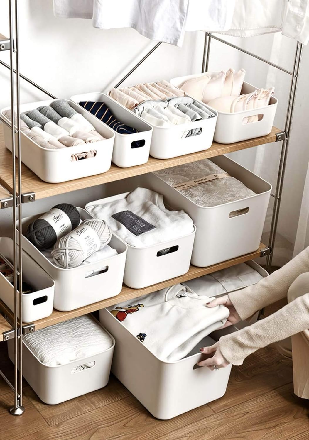 Set Of 2 Plastic Storage Bins,10.5×8×5.5" Versatile Kitchen Pantry