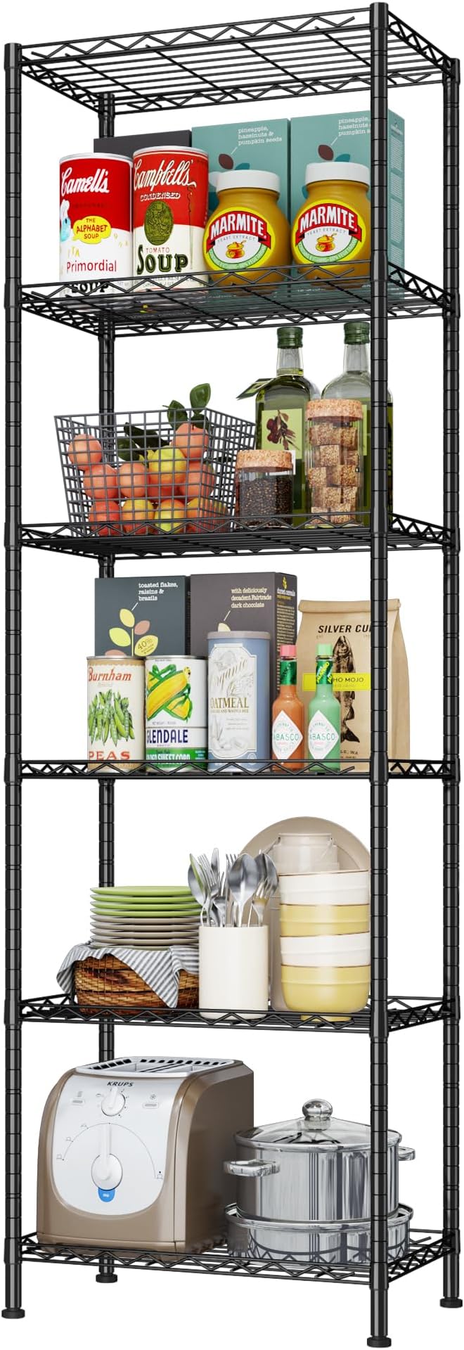 HOMEFORT 6-Shelving Unit, Adjustable Wire Shelving, Metal Wire Shelf Rack - Image 7