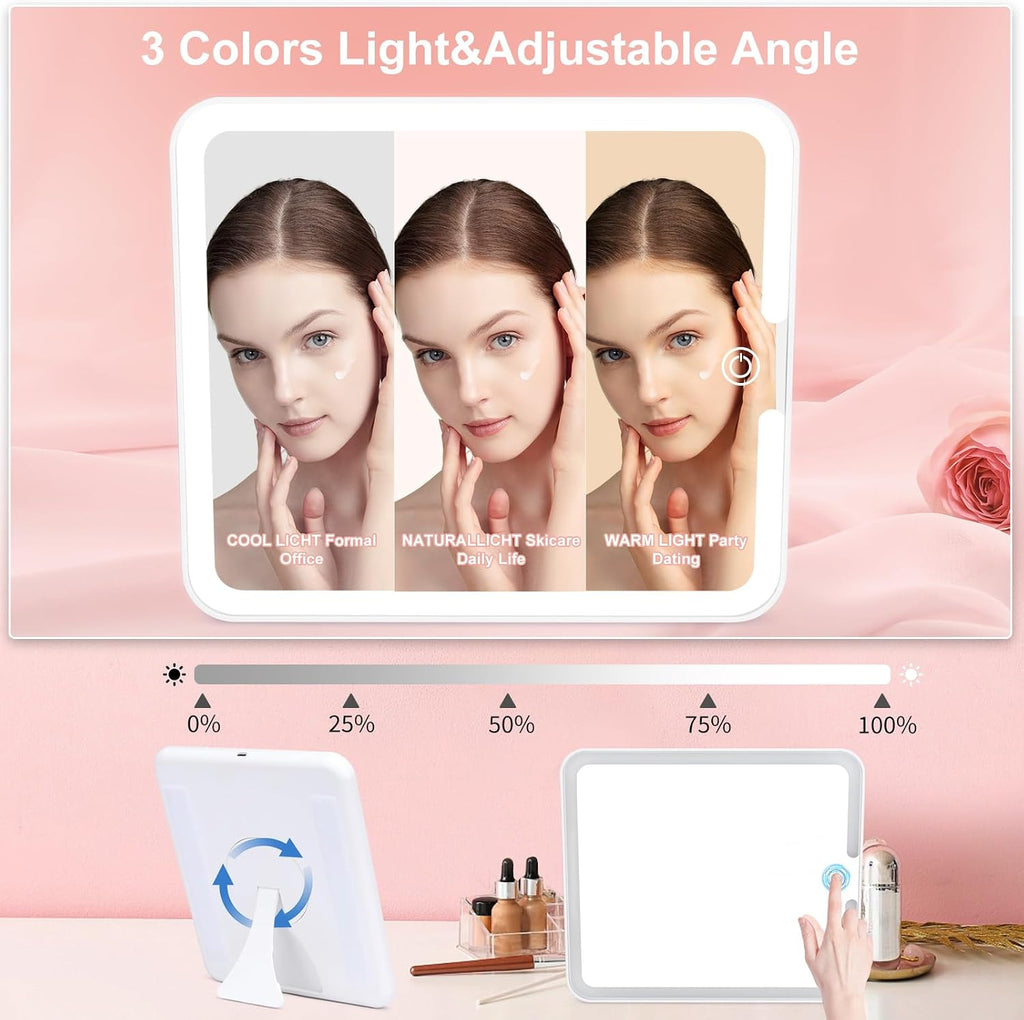 Makeup Box with Led Mirror,Travel Train Hard Case with Rechargeable