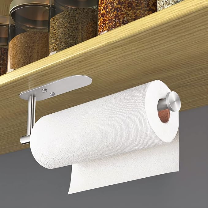 HUFEEOH Adhesive Paper Towel Holder Under Cabinet Wall Mount - Image 2