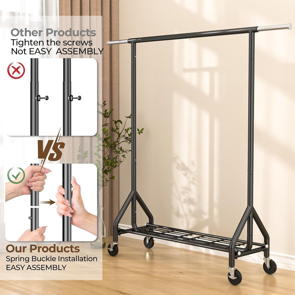 HYSEYY Heavy Duty Clothes Rack Load 450 LBS, Metal Garment Rack