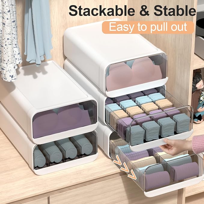 Underwear Organizer Drawer, 24 Cells Plastic Sock Underwear Storage Drawer - Image 4