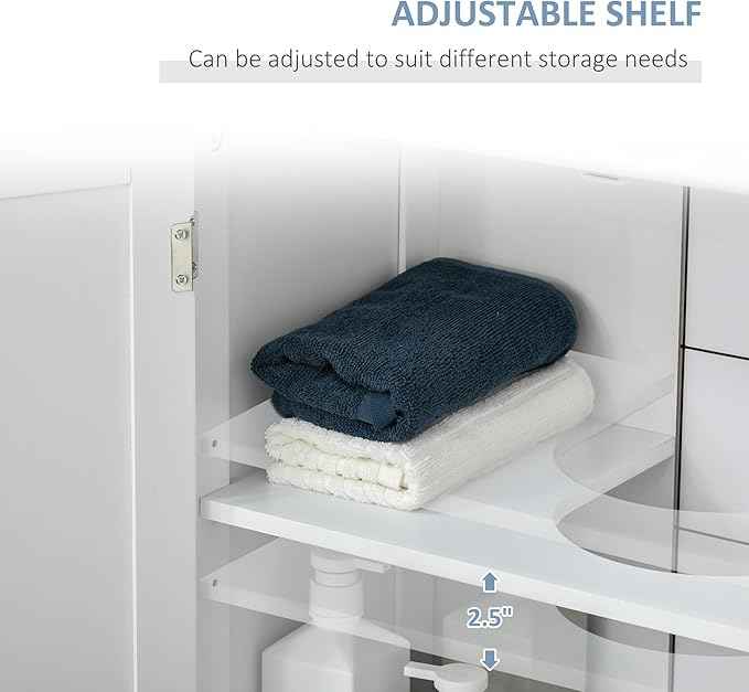 kleankin 23.5" Pedestal Sink Storage Cabinet, Freestanding Bathroom Under Sink